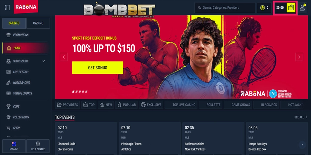 شارژ حساب در رابونا بت