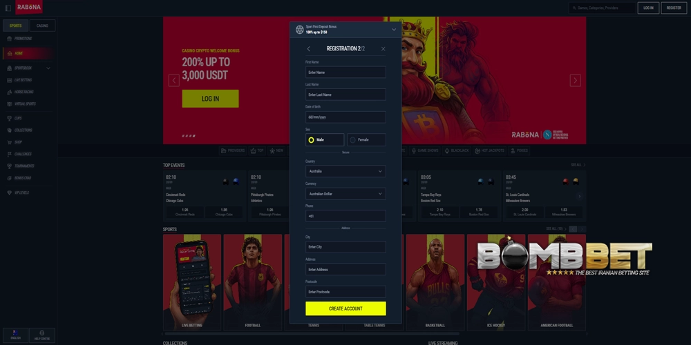 آموزش ثبت‌نام RabonaBet